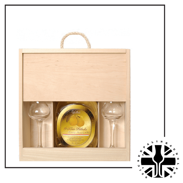 Szicsek’s Aged Palinka in a Wooden Gift box with 2 tulip glasses